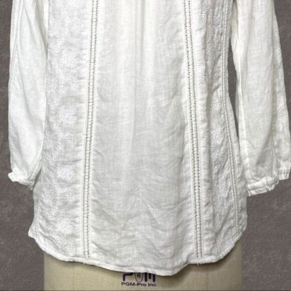J. Jill Love Linen White Embroidered Peasant Top XS - Picture 5 of 11